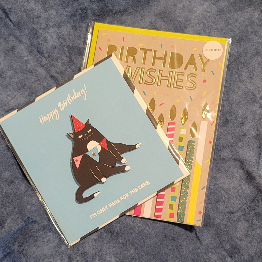 Birthday Greeting Cards Duo - Cat and Candles
